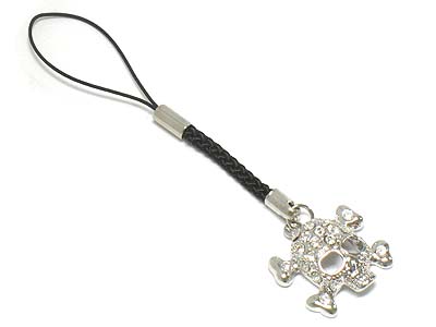 Crystal eco skull cell phone strap