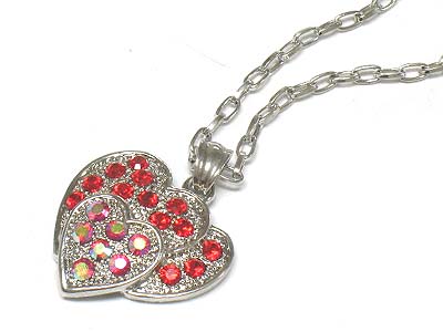 Crystal deco multi heart pendant necklace 