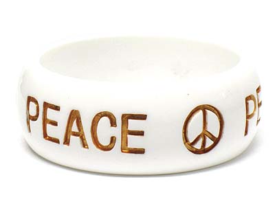 Acryl message and peace mark printed bangle - peace