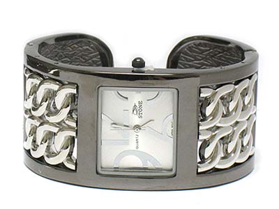 Metal chain deco bangle watch