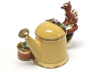 Jeweled squirrel watering can jewelry box