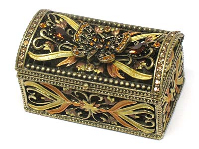 Crystal butterfly deco jewelry box