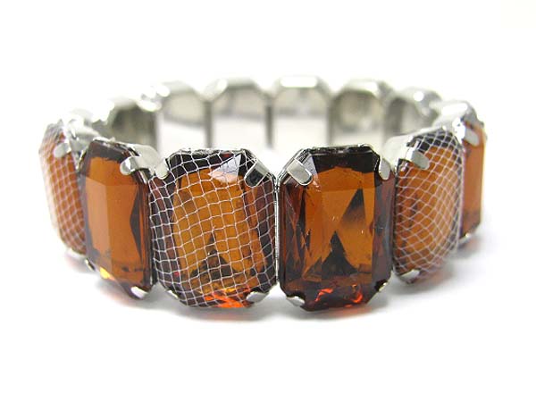 Mesh wrapped single row epoxy stone stretch bracelet