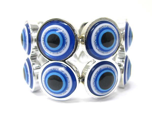 Double row evil eye stretch bracelet