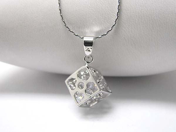 Crystal inside metal cube pendant necklace