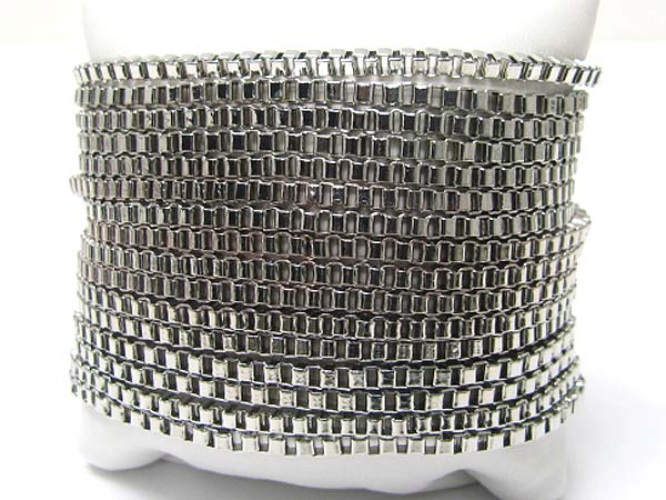 Multi row metal box chain link bracelet