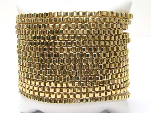 Multi row metal box chain link bracelet