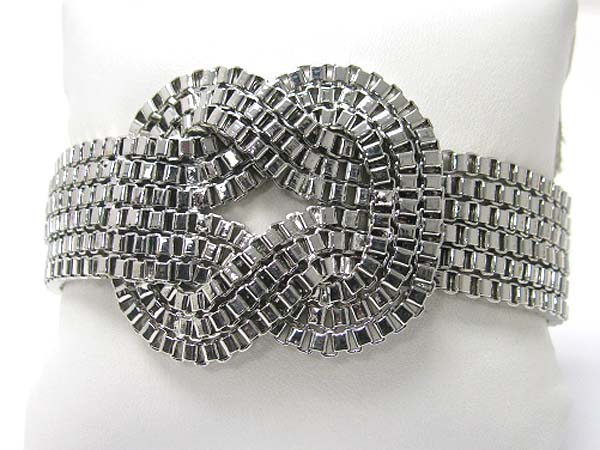 Massive multi row metal box chain interlink bracelet