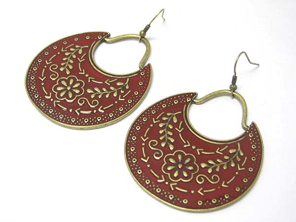 Epoxy and textured metal disk earring