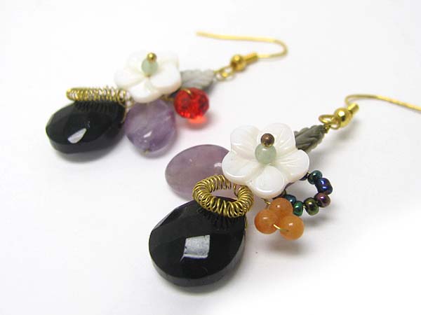 Mixed semi precious stone hand made earring