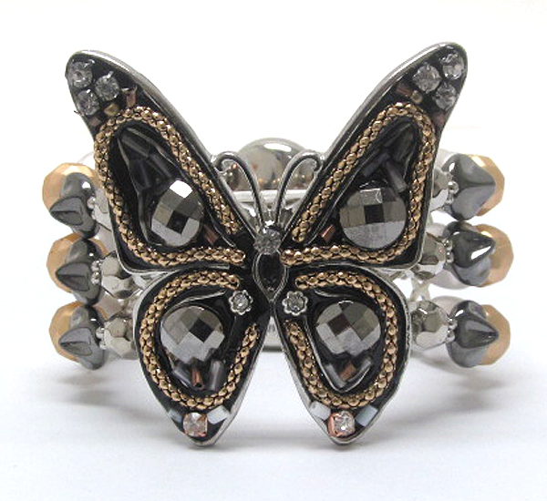 Handcraft acryl art metal butterfly stretch bracelet