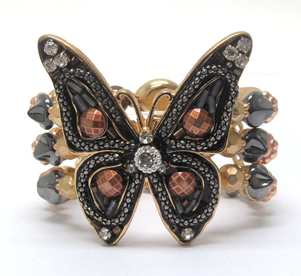 Handcraft acryl art metal butterfly stretch bracelet