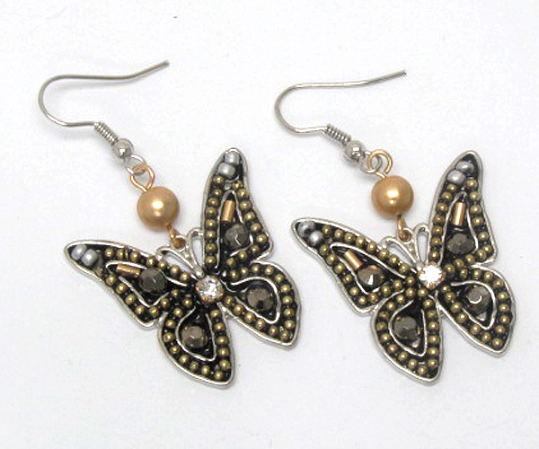 Handcraft acryl art metal butterfly earring