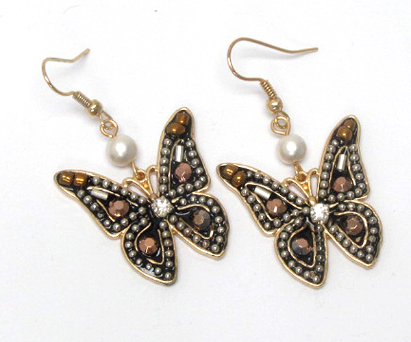 Handcraft acryl art metal butterfly earring