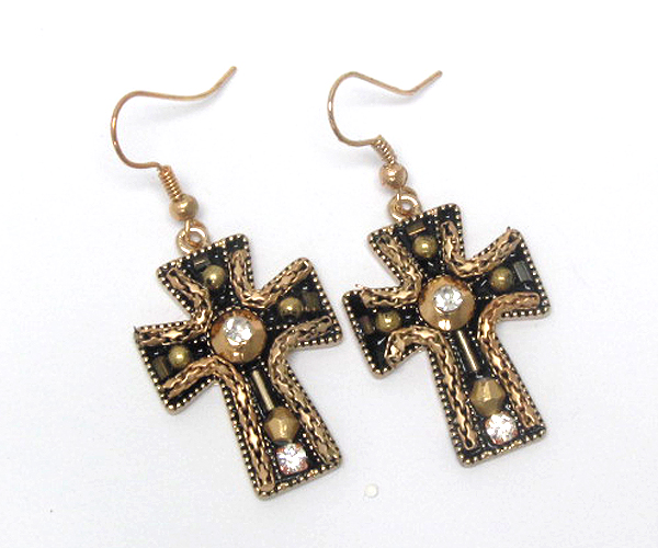 Handcraft acryl art metal cross earring