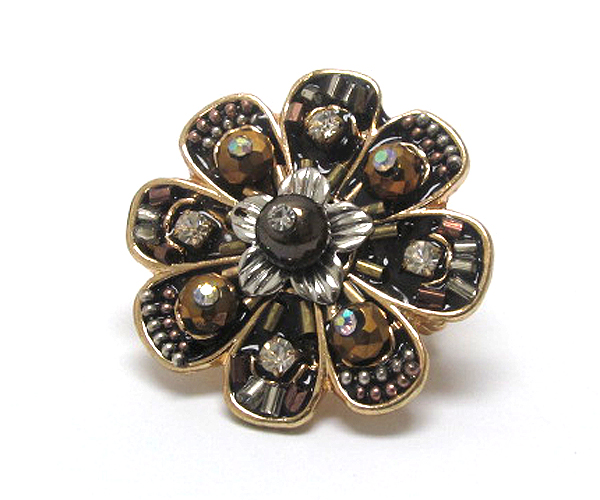 Handcraft acryl art metal flower stretch ring