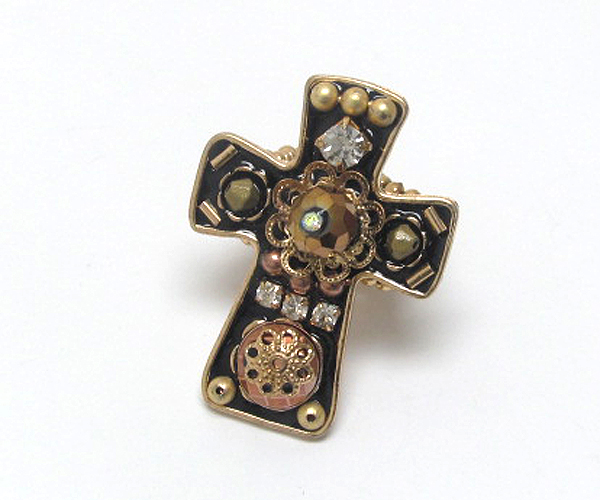 Handcraft acryl art metal cross stretch ring