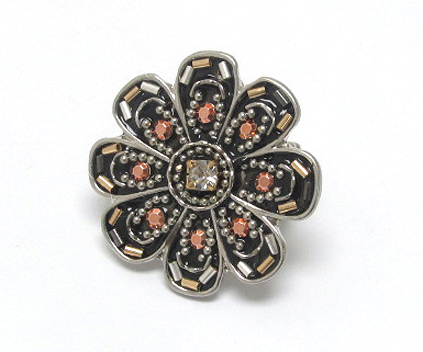 Handcraft acryl art metal flower stretch ring