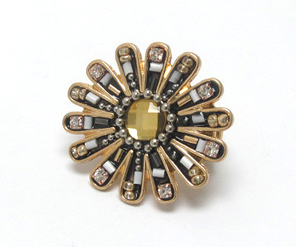 Handcraft acryl art metal flower stretch ring