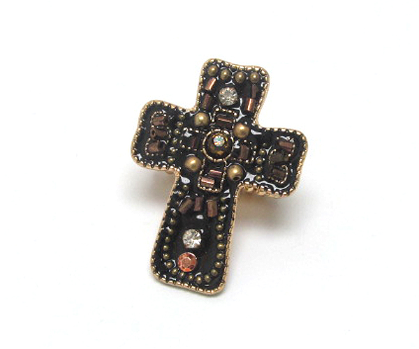 Handcraft acryl art metal cross stretch ring