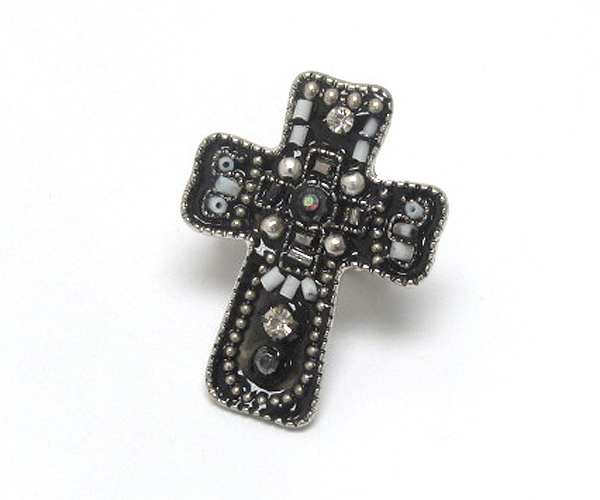 Handcraft acryl art metal cross stretch ring