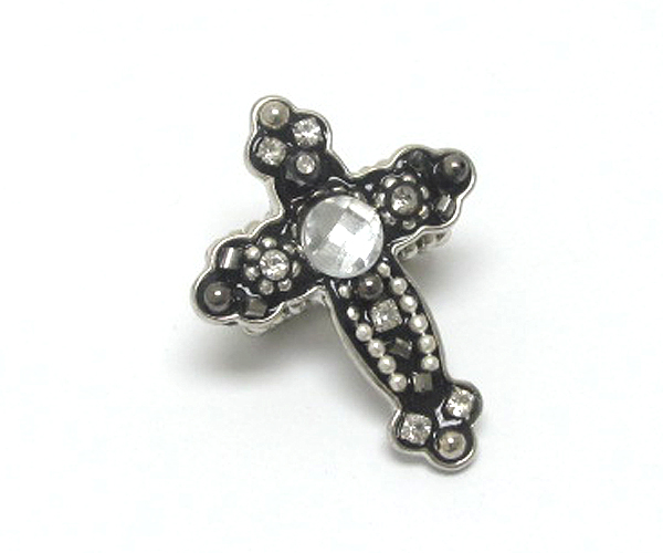 Handcraft acryl art metal cross stretch ring