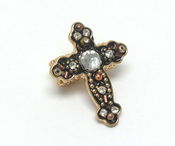 Handcraft acryl art metal cross stretch ring