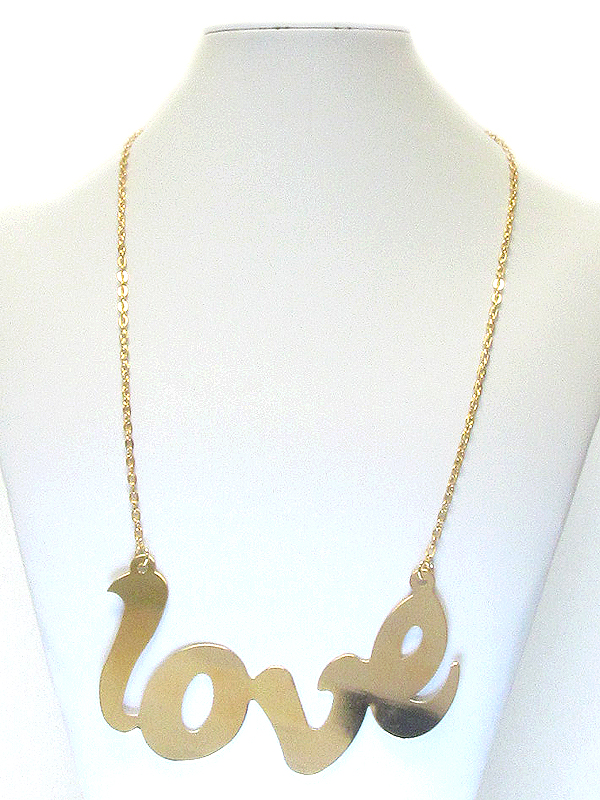 Large metal love pendant necklace