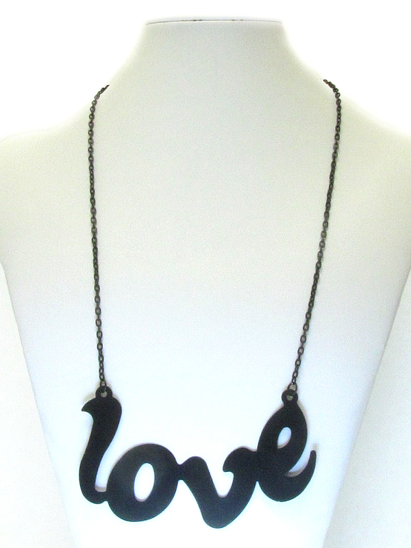 Large metal love pendant necklace 