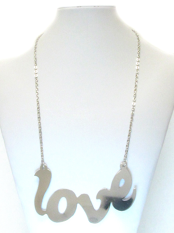 Large metal love pendant necklace 