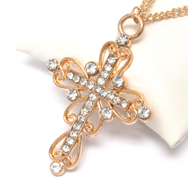 Crystal cross pendant necklace