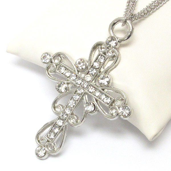 Crystal cross pendant necklace