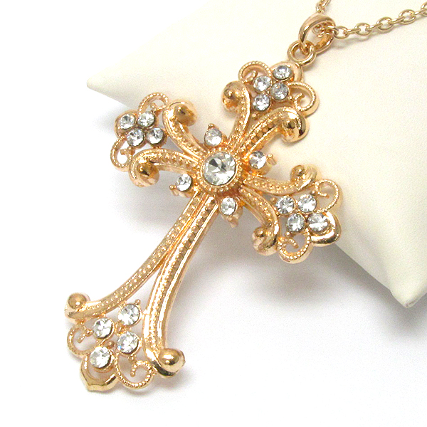 Crystal cross pendant necklace