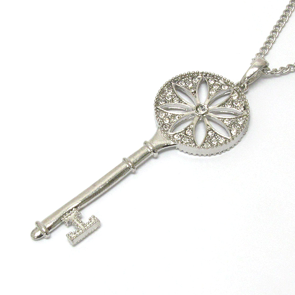 Crystal deco key pendant necklace