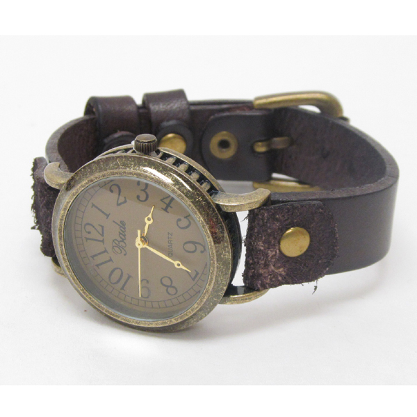 Vintage style thick genuine leather band watch - diesel inspired