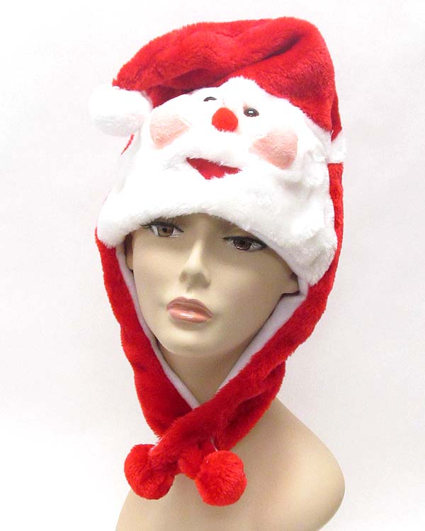 Plush ear flap santa winter hat