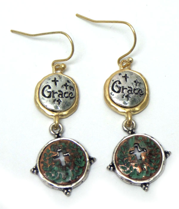 Multi metal linked disks hook earrings