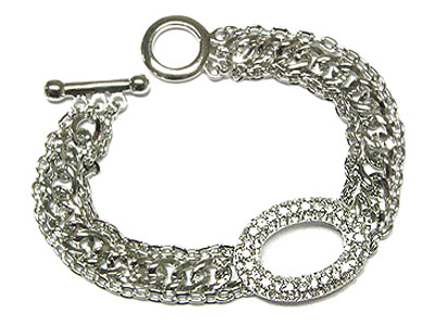 Crystal round and multi chain link bracelet