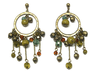 Burnish metal multi beads dangle earring