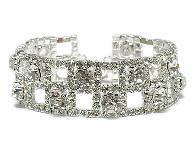 Boutique style rhinestone bracelet - large size crystal double row