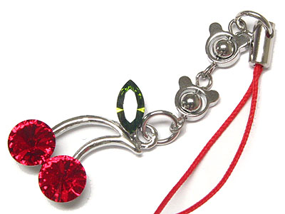 Crystal cherry cell phone charm