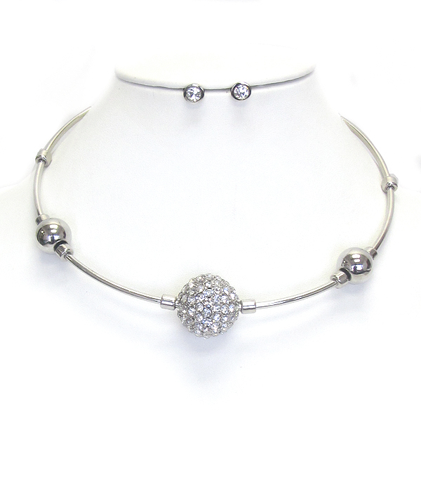 Crystal fireball choker necklace set