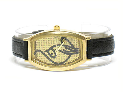 Designer style glittering leather band watch