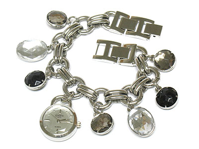 Multi epoxy stone charm chain watch