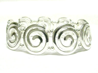 Metal swirl disk link stretch bracelet