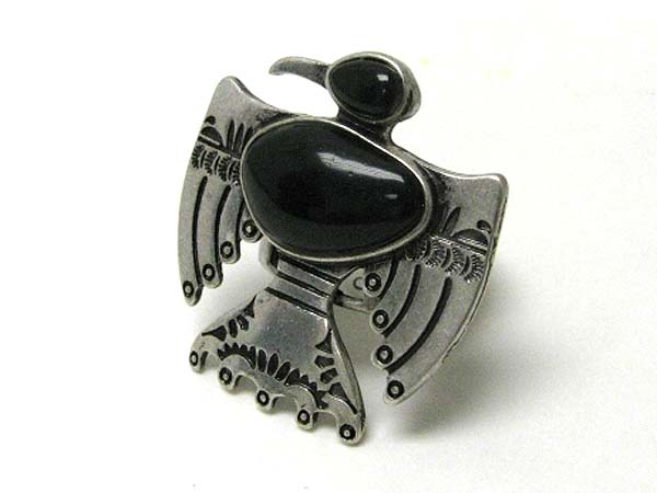 Azteca theme thunderbird stretch ring -western