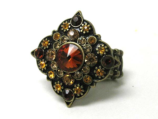 Crystal stud flower stretch ring