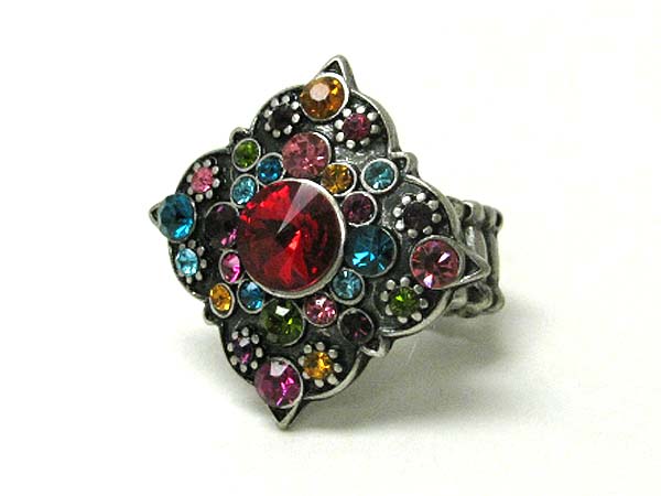 Crystal stud flower stretch ring