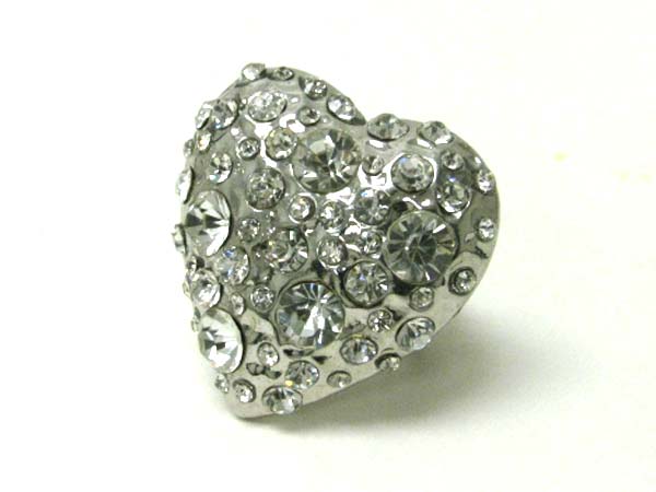 Crystal bubbled heart stretch ring