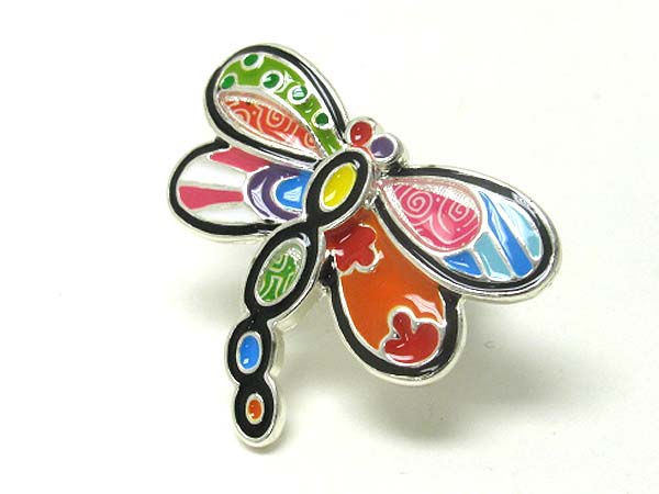 Designer inspired color art butterfly stretch ring